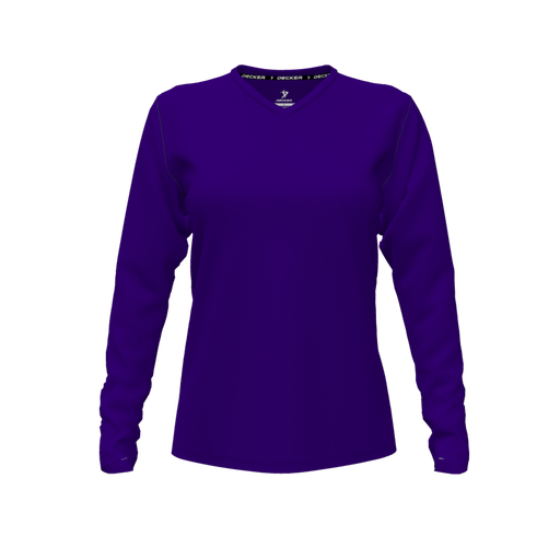 [FTLVPTPP-FYXS-LOGO2] Decker Performance T-Shirt (Female Youth XS, Purple, V Neck, Logo 2, Long Sleeve)