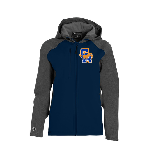 [229357.H03.XS-LOGO1] Soft Shell Full Zip Jacket - Womens (Female Adult XS, Navy)