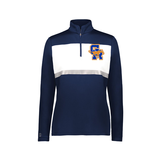 [222791.301.XS-LOGO1] Ladies Bold 1/4 Zip Pullover (Female Adult XS, Navy)