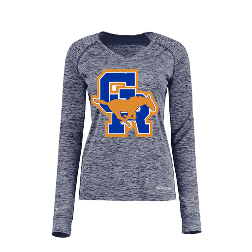 [222770.U22.XS-LOGO1] Ladies Electric Long Sleeve Shirt (Female Adult XS, Navy)