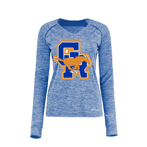 [222770.U55.XS-LOGO1] Ladies Electric Long Sleeve Shirt (Female Adult XS, Royal)