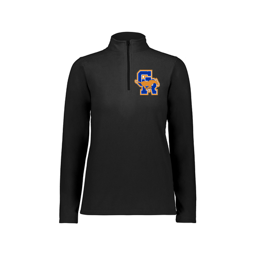 [6864.080.XS-LOGO1] Ladies MicroFleece 1/4 Zip Pullover (Female Adult XS, Black)
