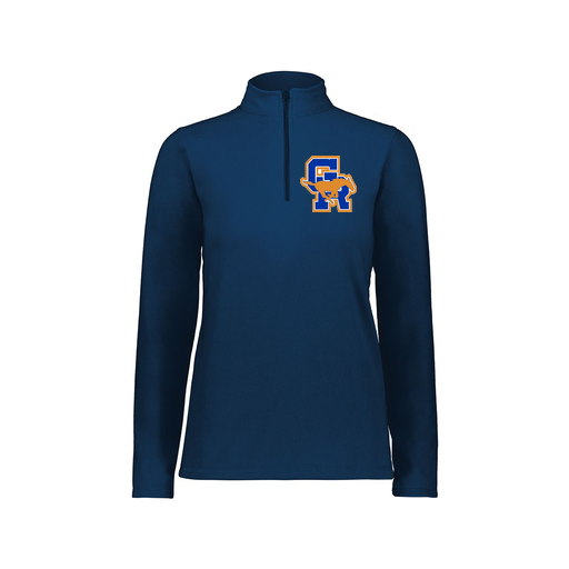 [6864.065.XS-LOGO1] Ladies MicroFleece 1/4 Zip Pullover (Female Adult XS, Navy)