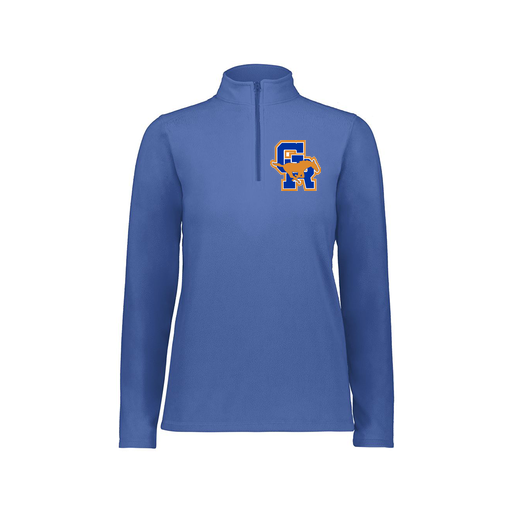 [6864.060.XS-LOGO1] Ladies MicroFleece 1/4 Zip Pullover (Female Adult XS, Royal)