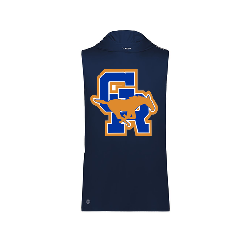 [222590.065.XS-LOGO1] Men's CoolDry Sleeveless Hoodie (Adult XS, Navy)