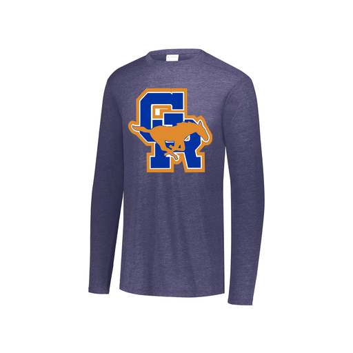 [FTLCUBNV-YS-LOGO1] Decker Youth Tri-Blend T-Shirt - Long Sleeve (Youth S, Navy)